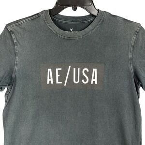 American Eagle T-Shirt Small Mens Casual USA Short-sleeve Worn-look Black‎